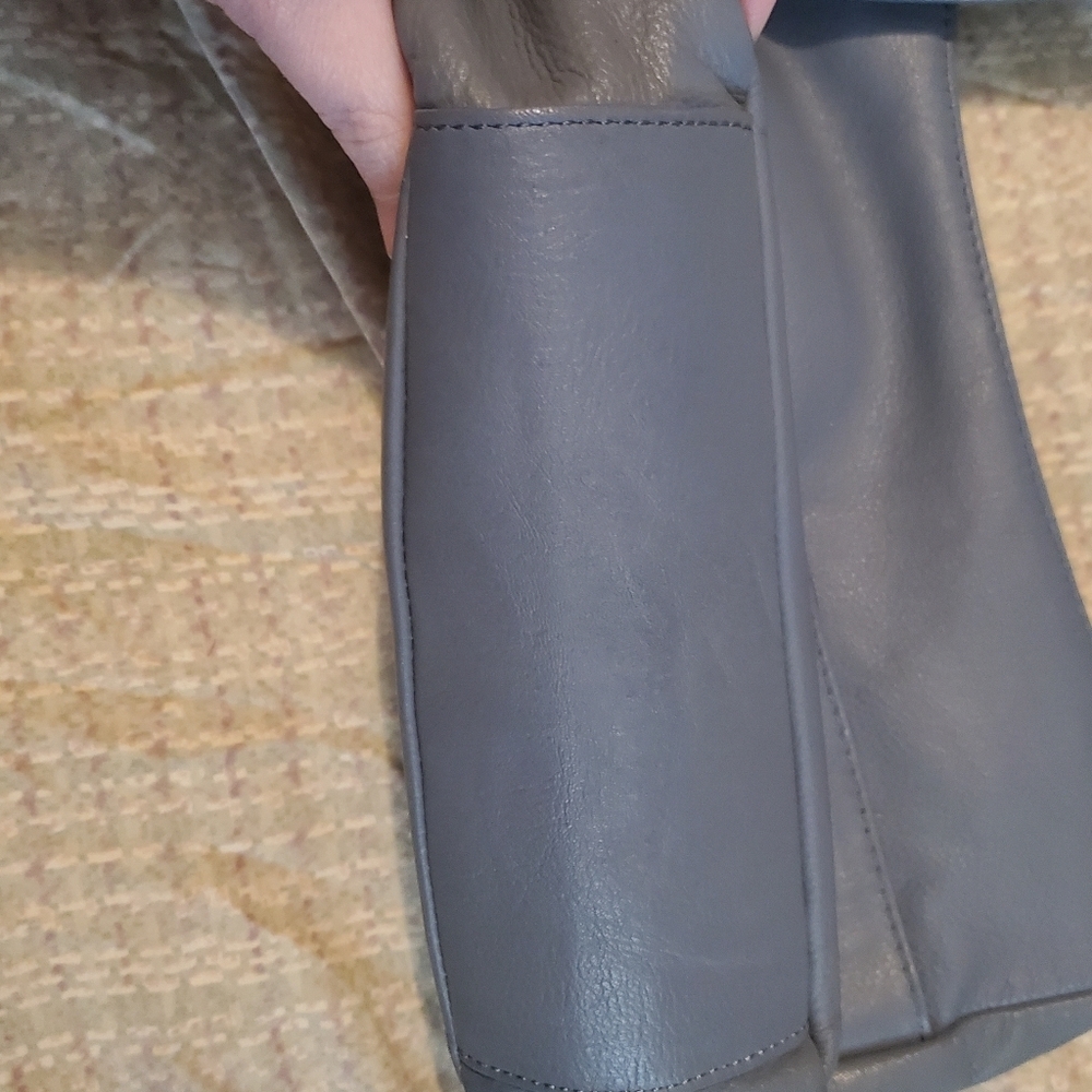 Great American Leatherworks Blue Grey Granada Double Top Zip Shoulder Bag - Picture 4 of 9